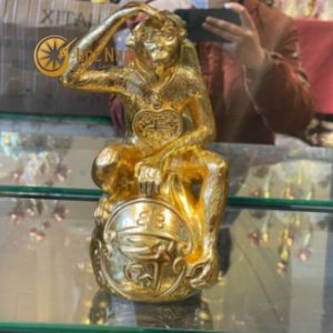 Tượng khỉ phong thủy bằng đồng dát vàng 24k cao 21cm