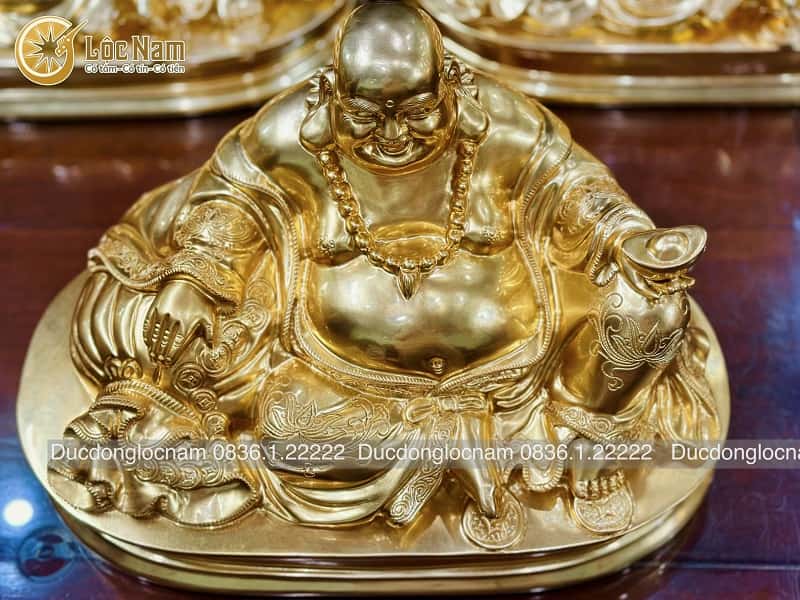 Tượng Di Lạc bằng đồng cao 36cm mạ vàng 24k