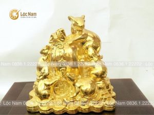 Tượng Đồng Chuột Đang Ôm Túi Tiền Mạ Vàng