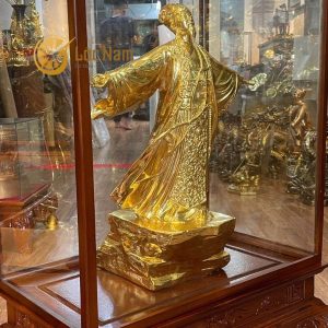 Tượng Khổng Minh dát vàng 24K cao 45