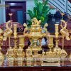 Bộ đồ thờ đầy đủ bằng đồng catut dát vàng 24k cao 70cm