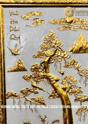 Tranh Vinh Hoa Phú Quý bằng đồng 1m8x70cm dát vàng