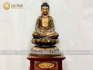 Tượng Phật A Di Đà Bằng Đồng Ngồi Bệ Sen Cao 55CM