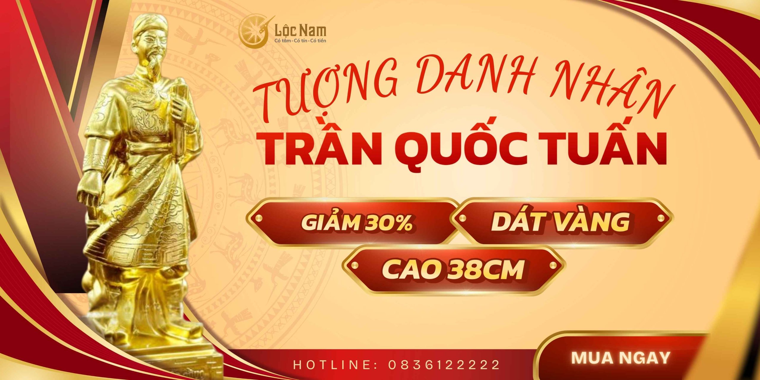 Banner tượng danh nhân Trần Quốc Tuấn dát vàng